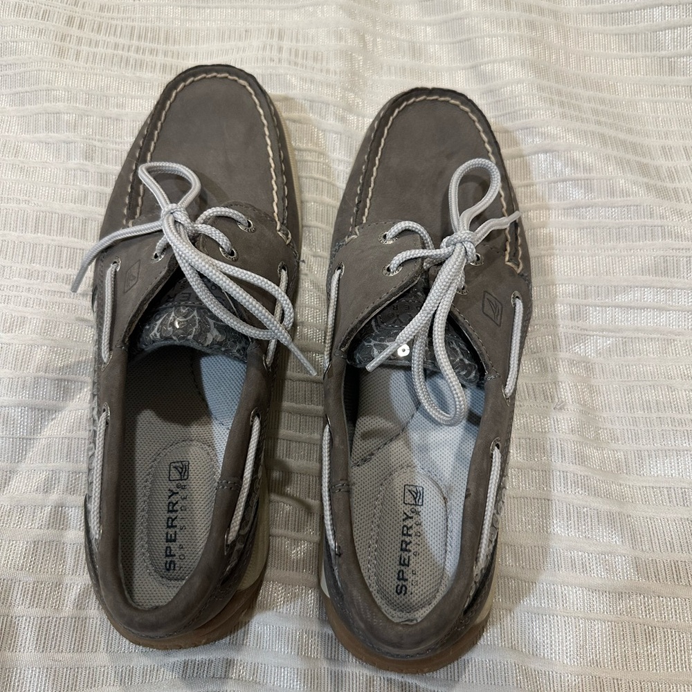 Women’s Sperry’s with gray sequins